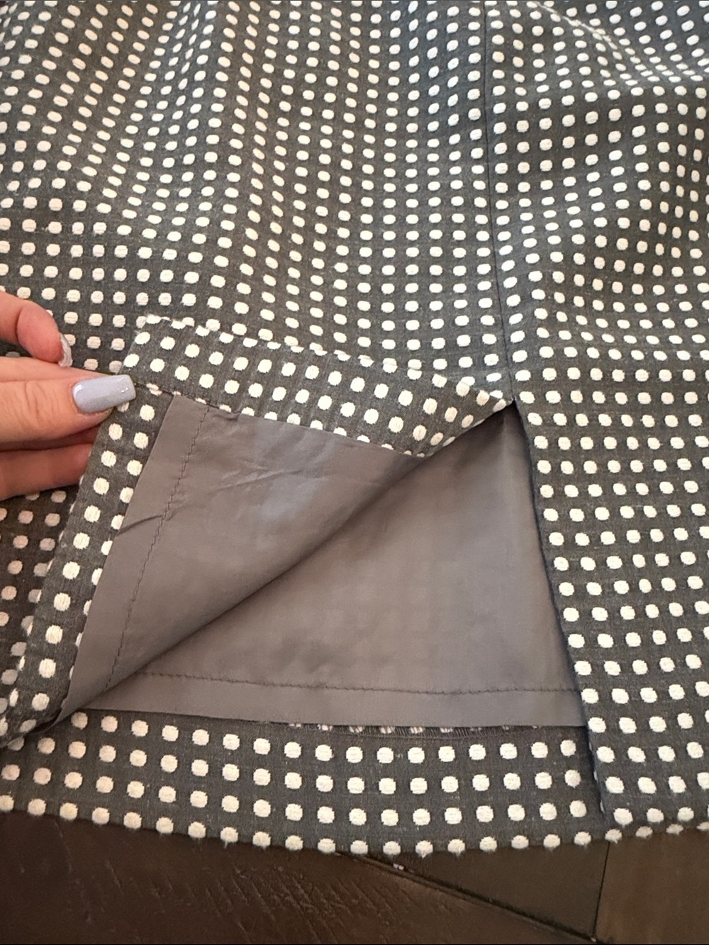 ANTONIO MELANI Gray and White Polka Dot Pencil Skirt - Picture 7 of 7